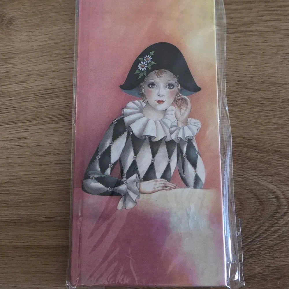 80s Mira Fujita Address‎ Book Harlequin Clown Art Notebook Stationery DEADSTOCK
